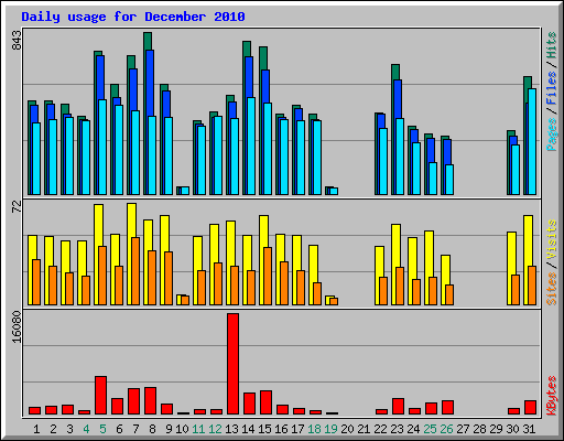 Daily usage for December 2010