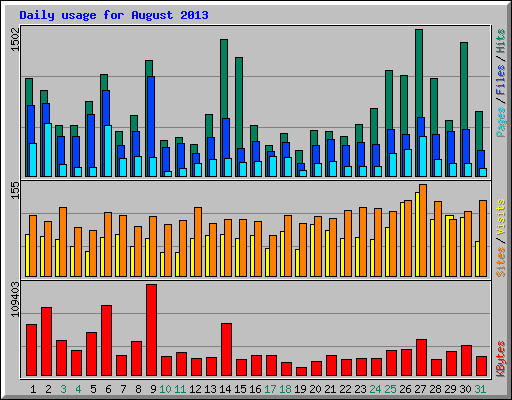 Daily usage for August 2013