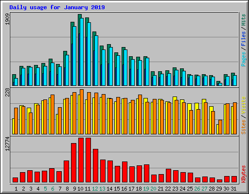 Daily usage for January 2019