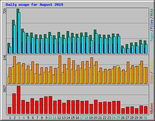 Daily usage for August 2019