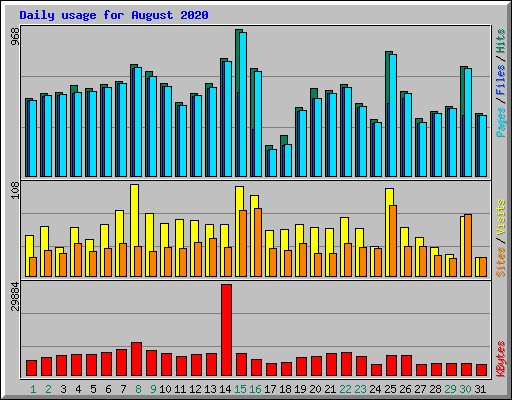 Daily usage for August 2020