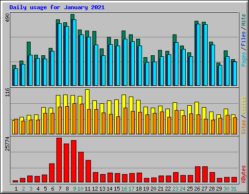 Daily usage for January 2021