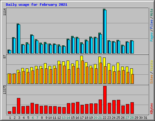 Daily usage for February 2021