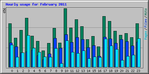 Hourly usage for February 2011